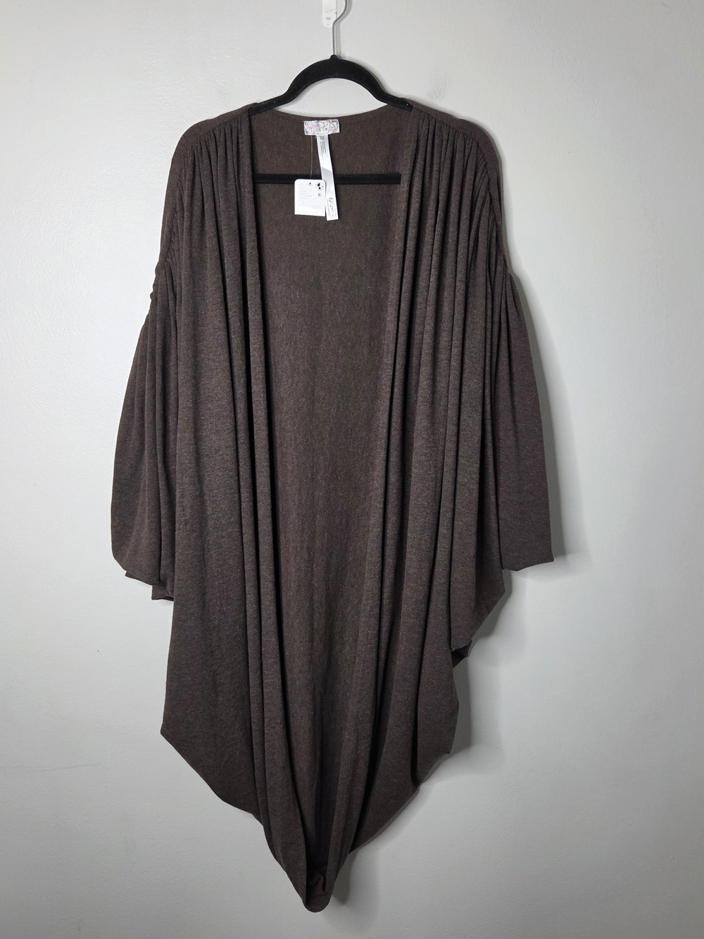 Free People Brown Oversized Cocoon Duster With Batwing Sleeves